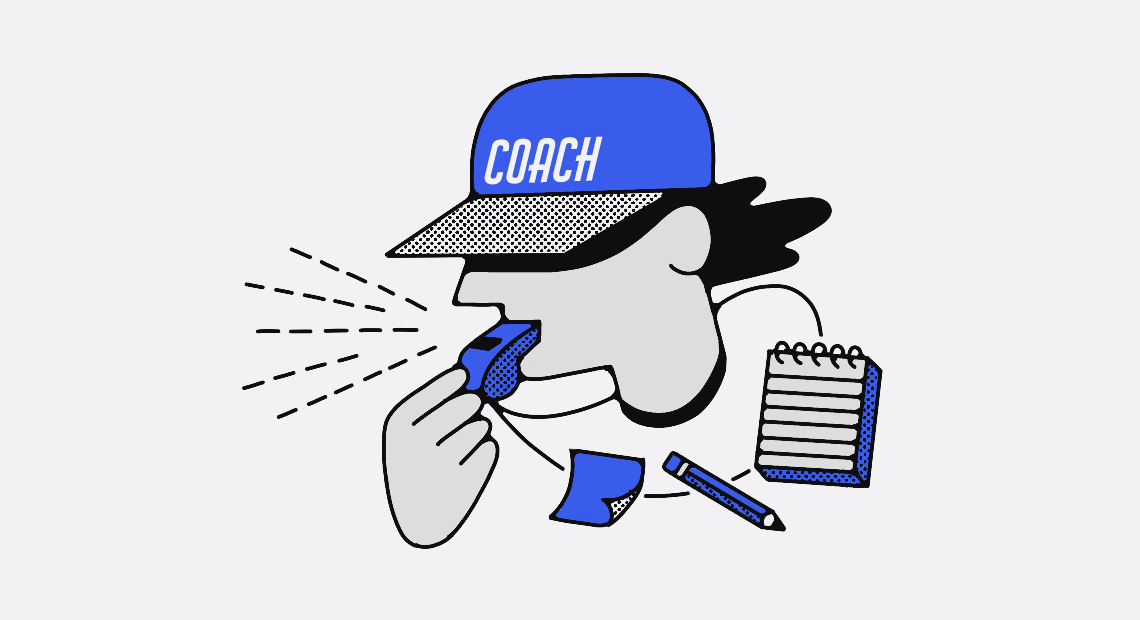 a coach blowing a whistle